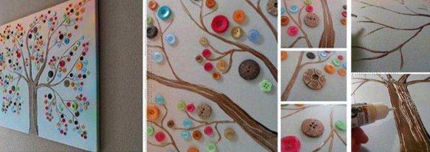 Eski Düğmelerden Ağaçtan Tablo Yapımı